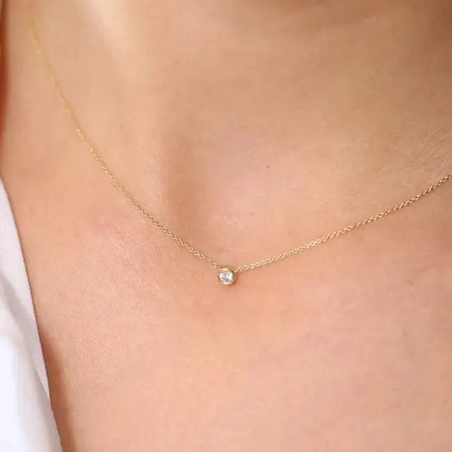 0.012CTW Brilliant Cut Bezel Set Necklace