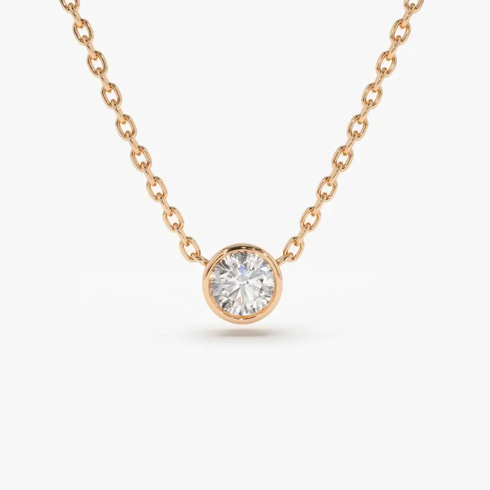 0.012CTW Brilliant Cut Bezel Set Necklace