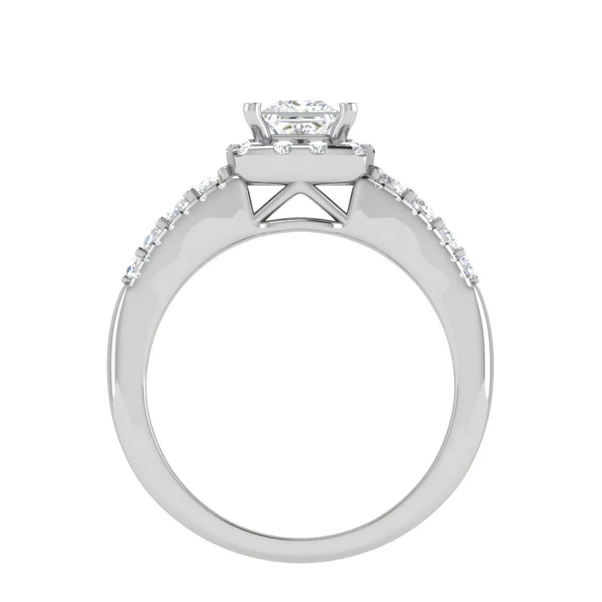 0.30 cts. Solitaire Platinum Square Halo Diamond Split Shank Engagement Ring JL PT WB6015