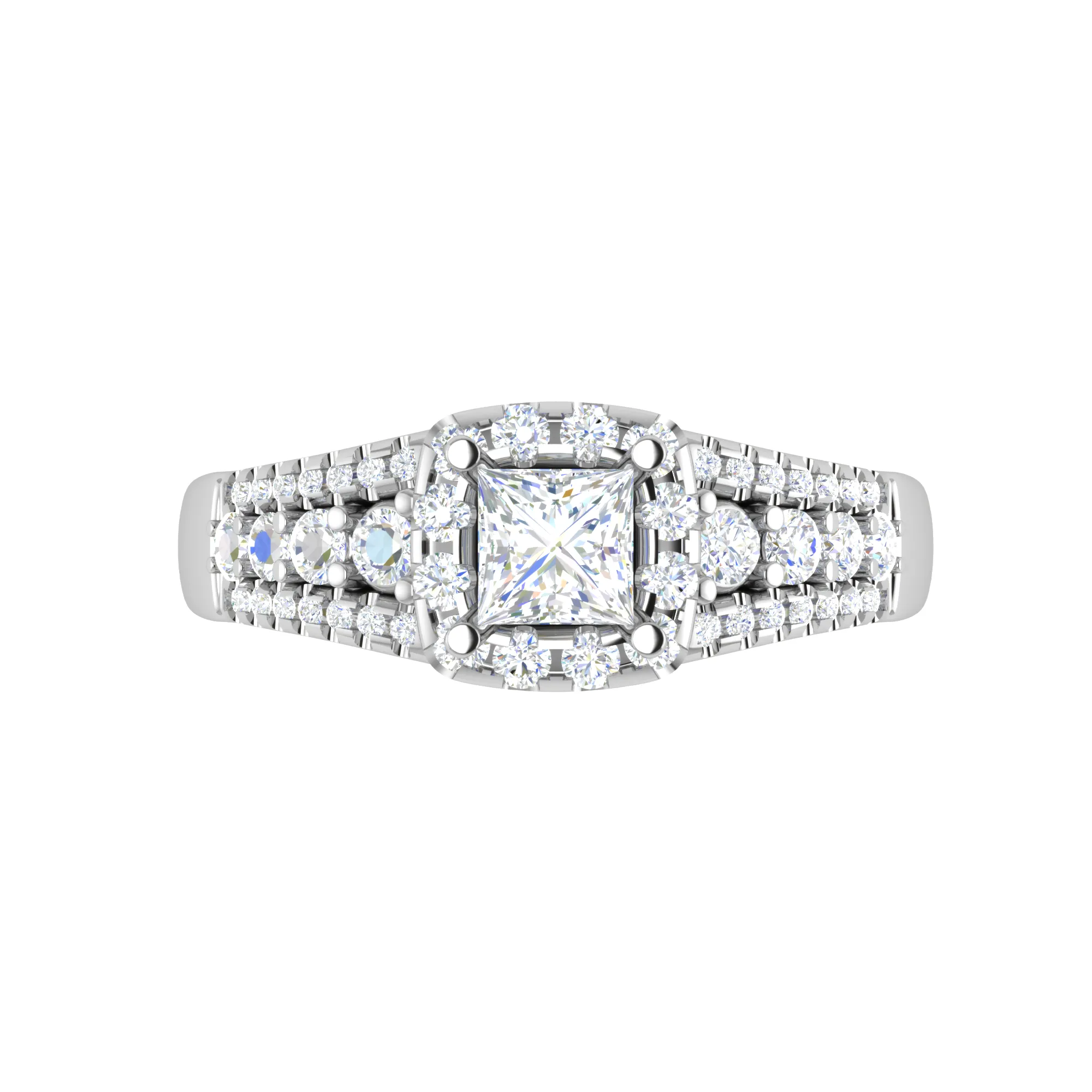 0.30 cts. Solitaire Platinum Square Halo Diamond Split Shank Engagement Ring JL PT WB6015