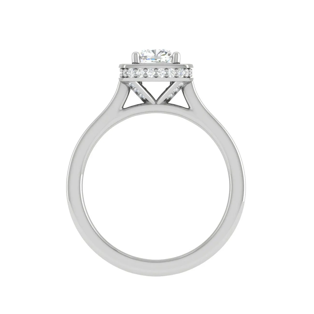 0.30cts. Cushion Solitaire Double Halo Diamond Shank Platinum Ring JL PT RH CU 168