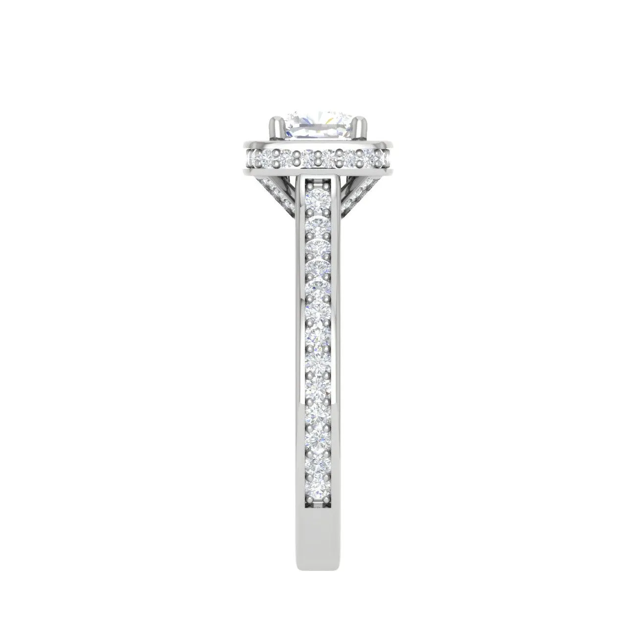 0.30cts. Cushion Solitaire Double Halo Diamond Shank Platinum Ring JL PT RH CU 168