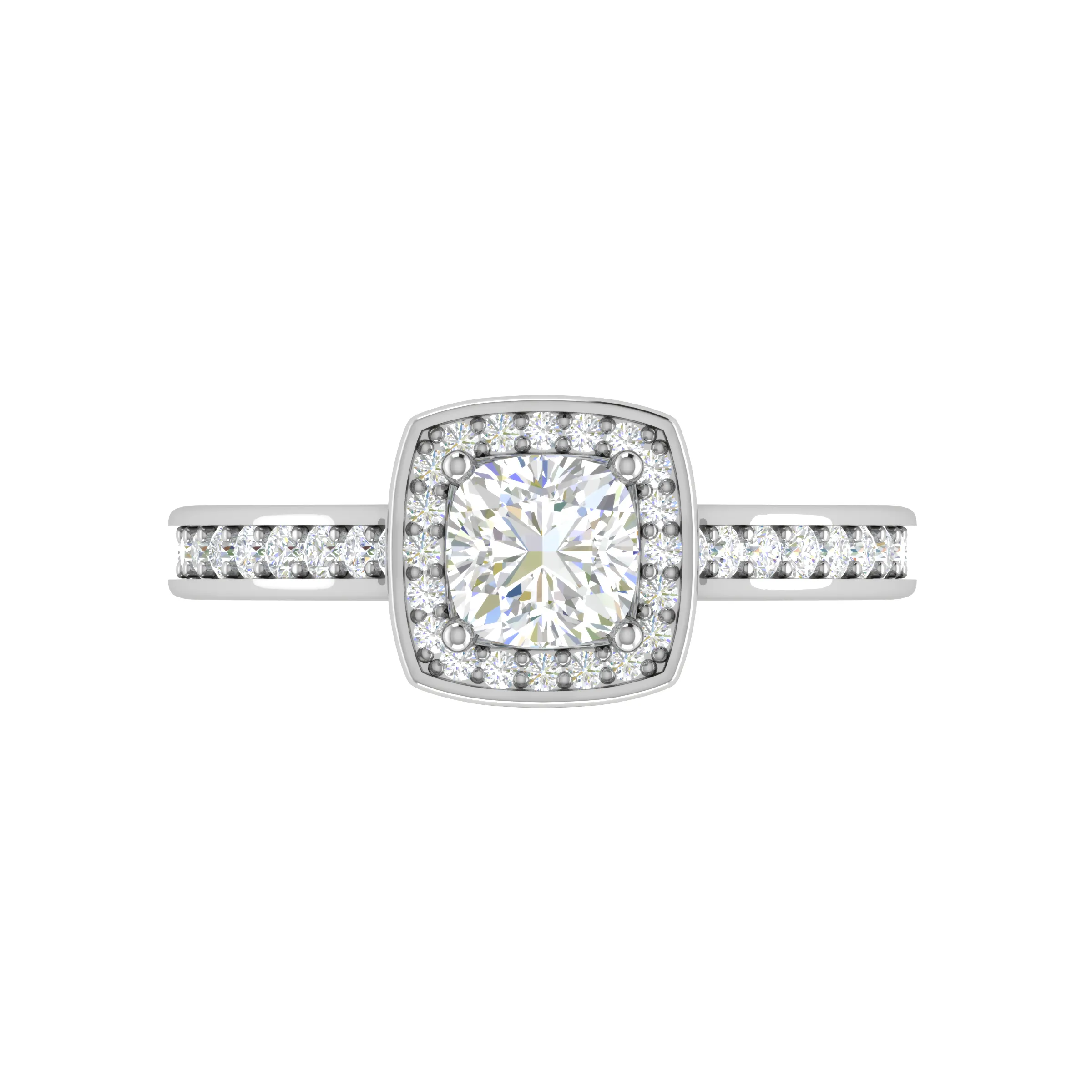 0.30cts. Cushion Solitaire Double Halo Diamond Shank Platinum Ring JL PT RH CU 168