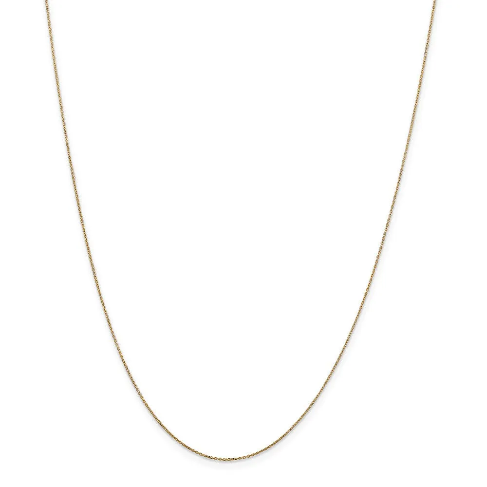 0.6mm, 14k Yellow Gold, Diamond Cut Cable Chain Necklace