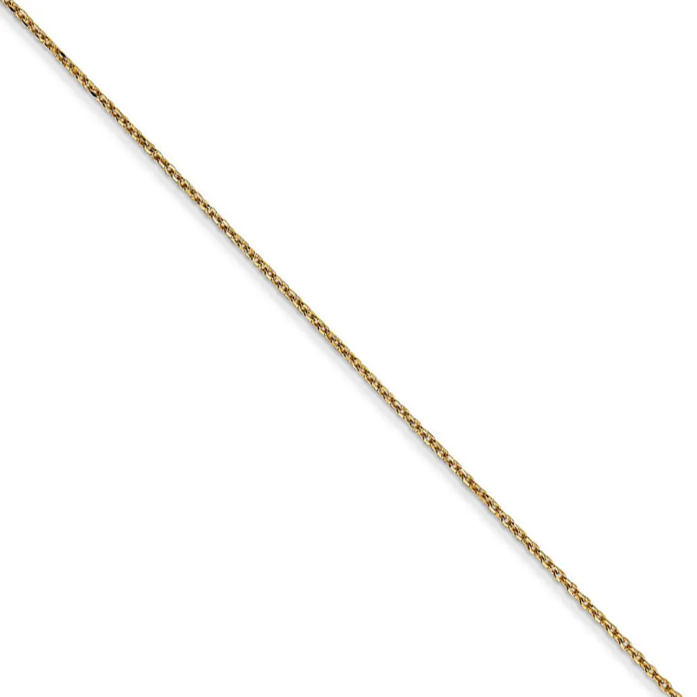 0.6mm, 14k Yellow Gold, Diamond Cut Cable Chain Necklace