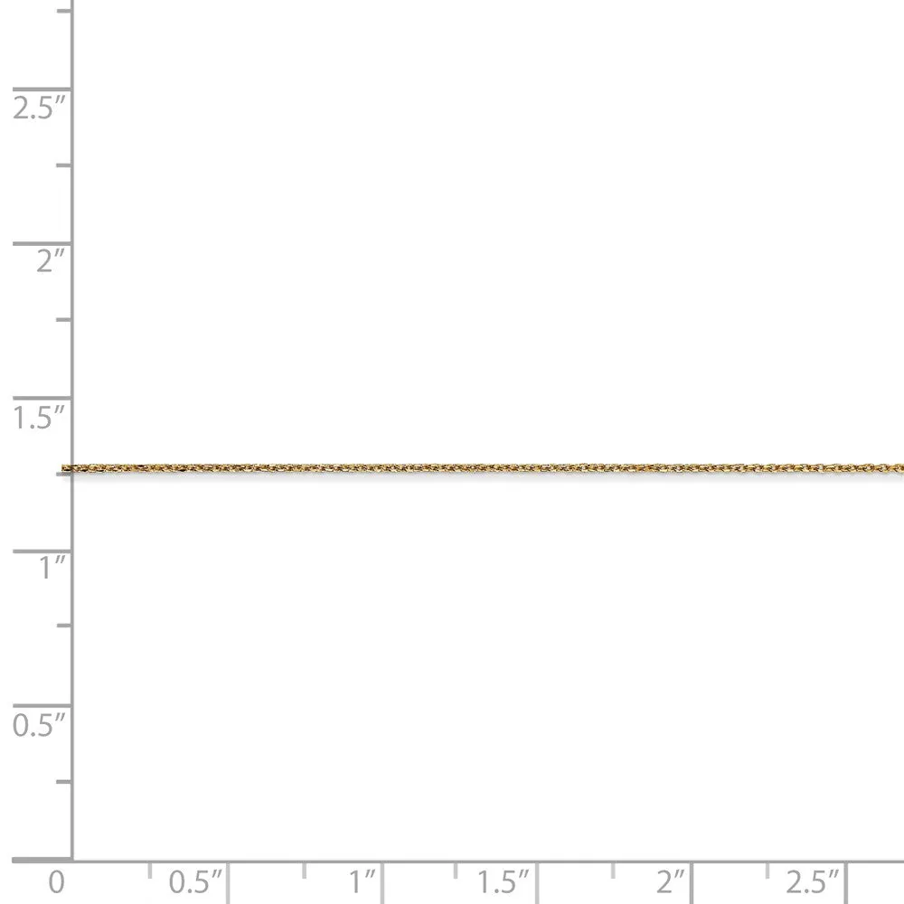 0.6mm, 14k Yellow Gold, Diamond Cut Cable Chain Necklace