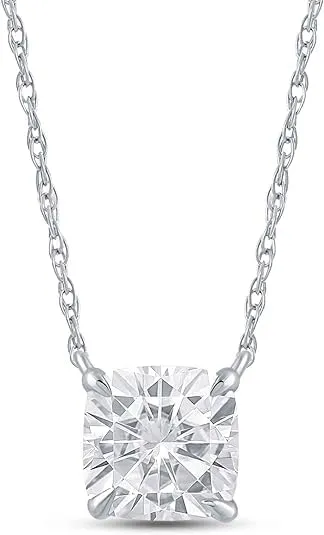 1 Carat Diamond Necklaces for Women | GH VS/SI LAB GROWN Solitaire Diamond Necklace Pendants | Solid Gold/Silver Chain Included | Variety of Shapes to Choose From