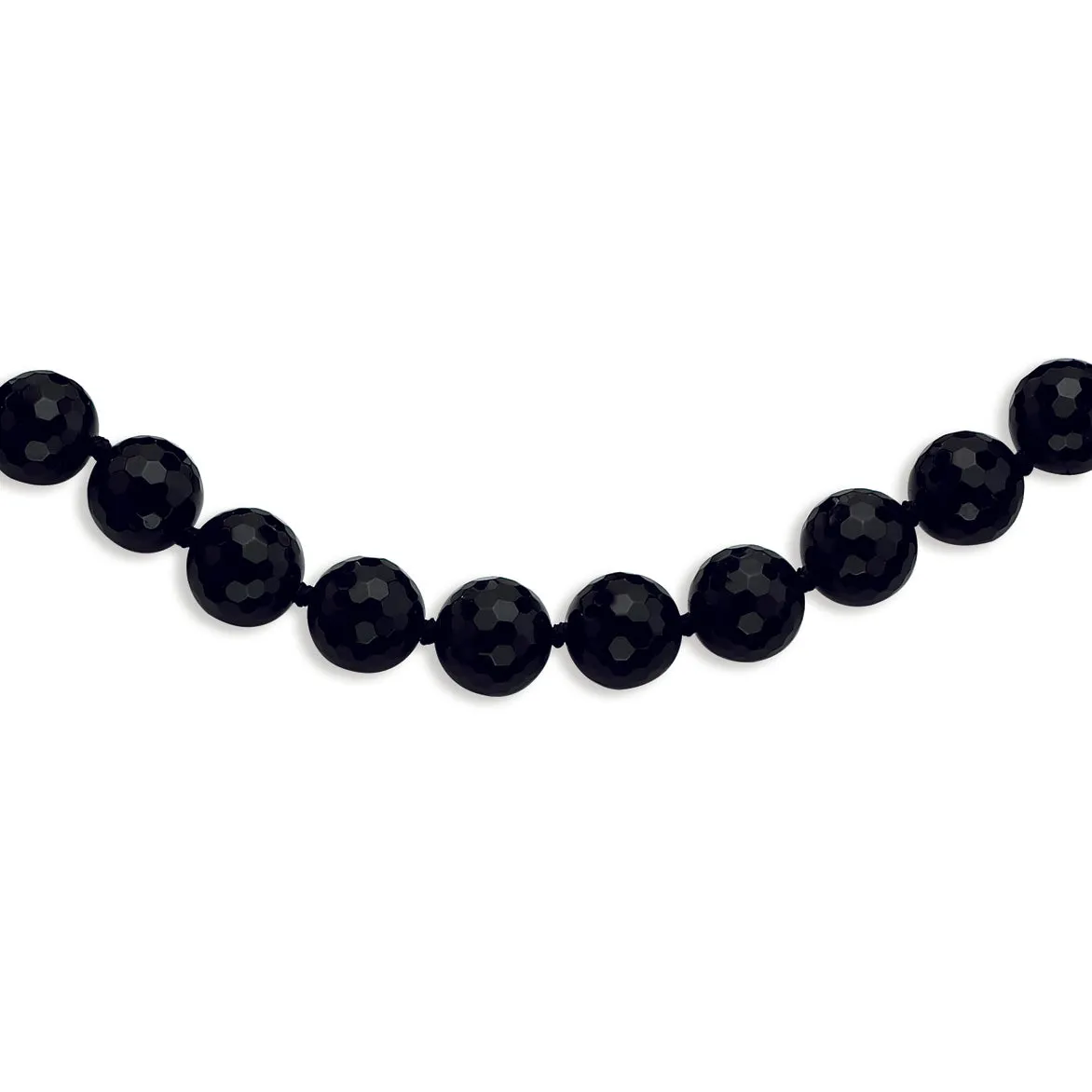 10-10.5mm Faceted Black Agate Necklace