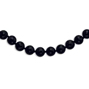 10-10.5mm Faceted Black Agate Necklace