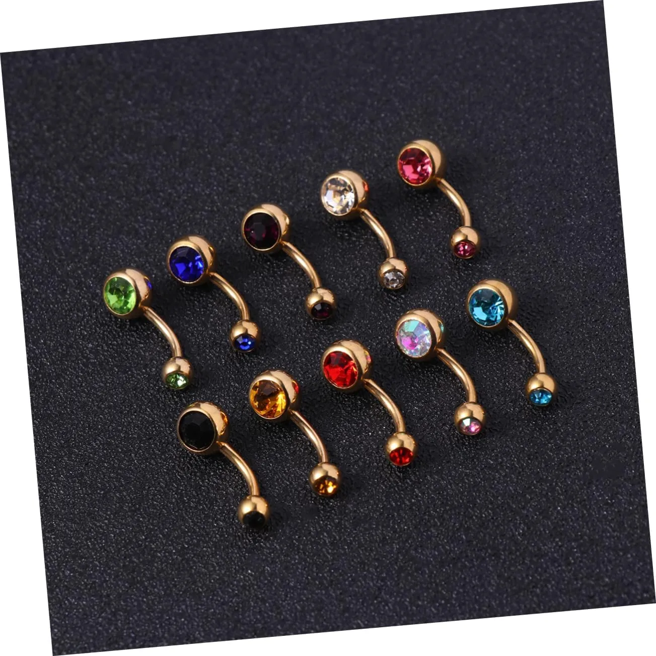 10pcs Belly Button Ring Double Belly Button Piercing Piercings Eyebrow Tragus Steel Navel Ring Navel