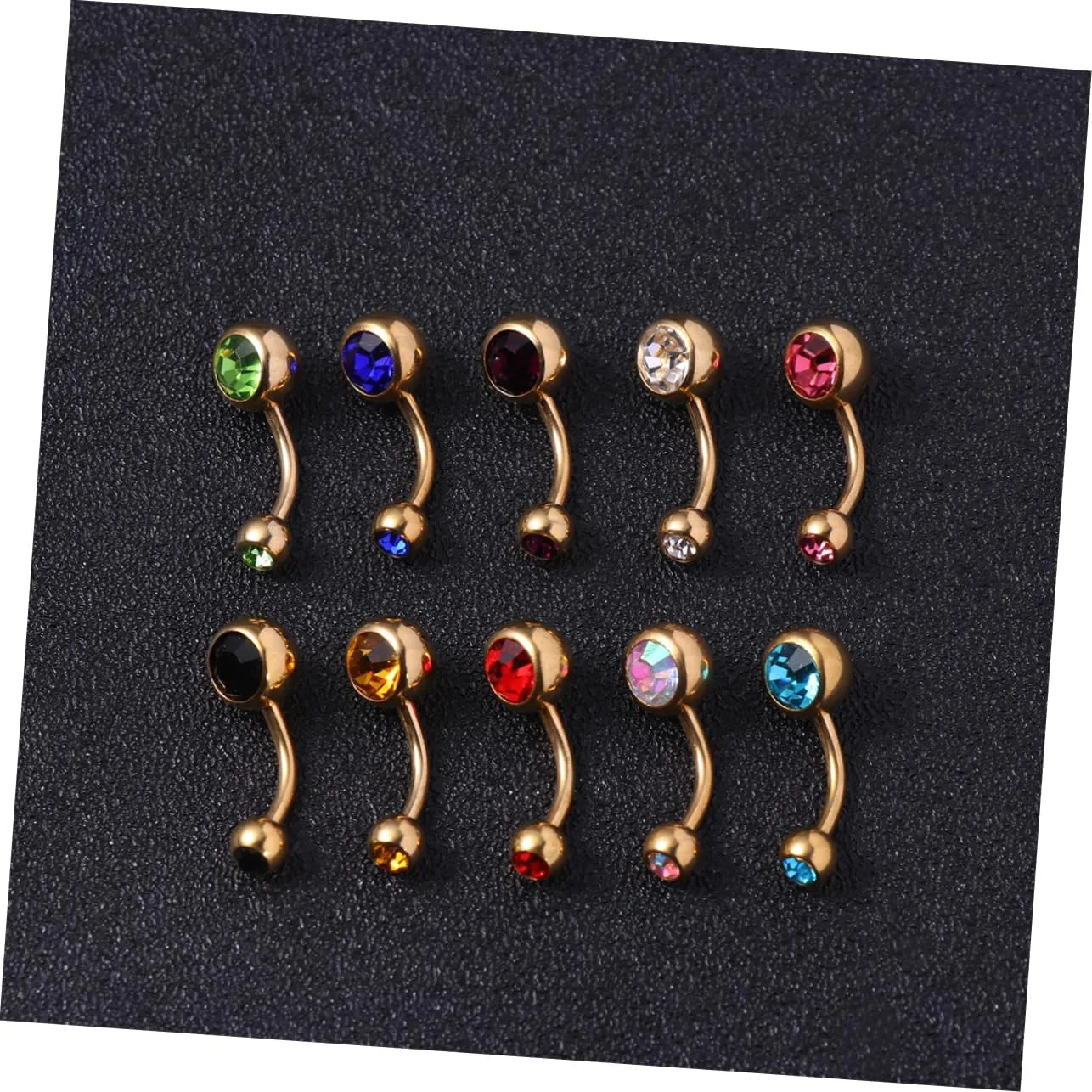 10pcs Belly Button Ring Double Belly Button Piercing Piercings Eyebrow Tragus Steel Navel Ring Navel