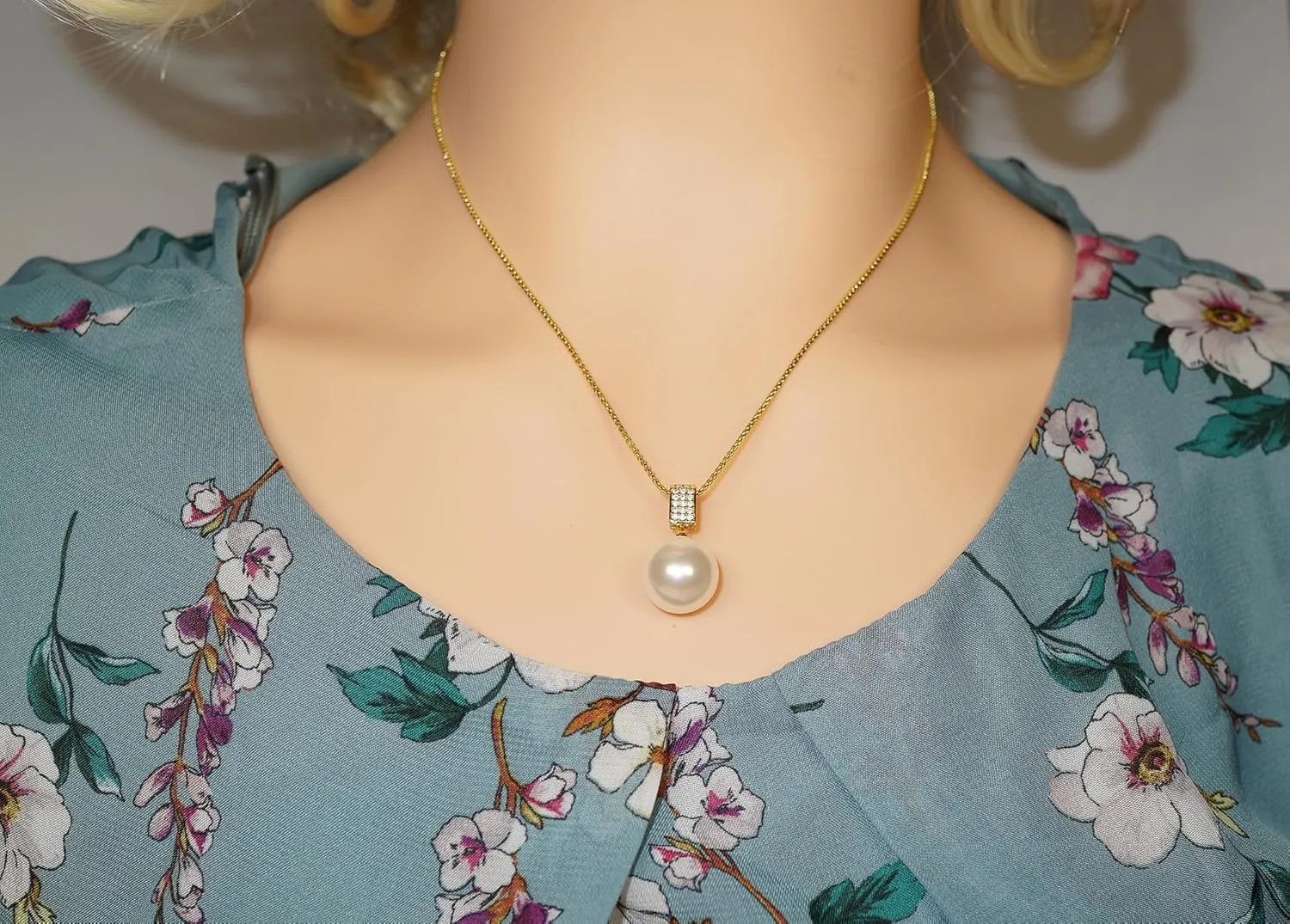 12mm & 14mm South Sea Pearl Pendant Necklace with Diamonds for Women - 12mm & 14mm Tahitian Pearl Necklace with Diamonds Single Pearl Necklace for Women with 925 Sterling Silver Chain