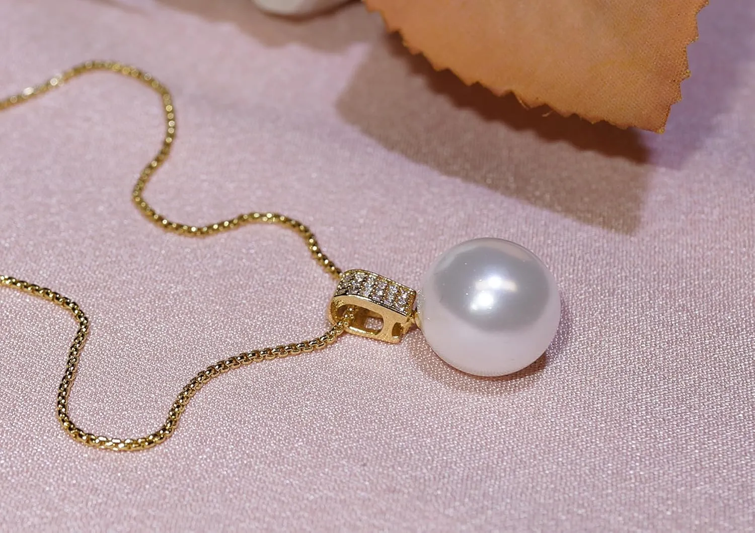 12mm & 14mm South Sea Pearl Pendant Necklace with Diamonds for Women - 12mm & 14mm Tahitian Pearl Necklace with Diamonds Single Pearl Necklace for Women with 925 Sterling Silver Chain