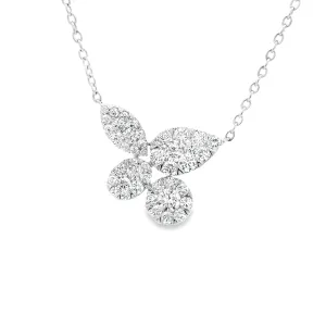 1.40ct 18k White Gold Diamond Leaf Necklace