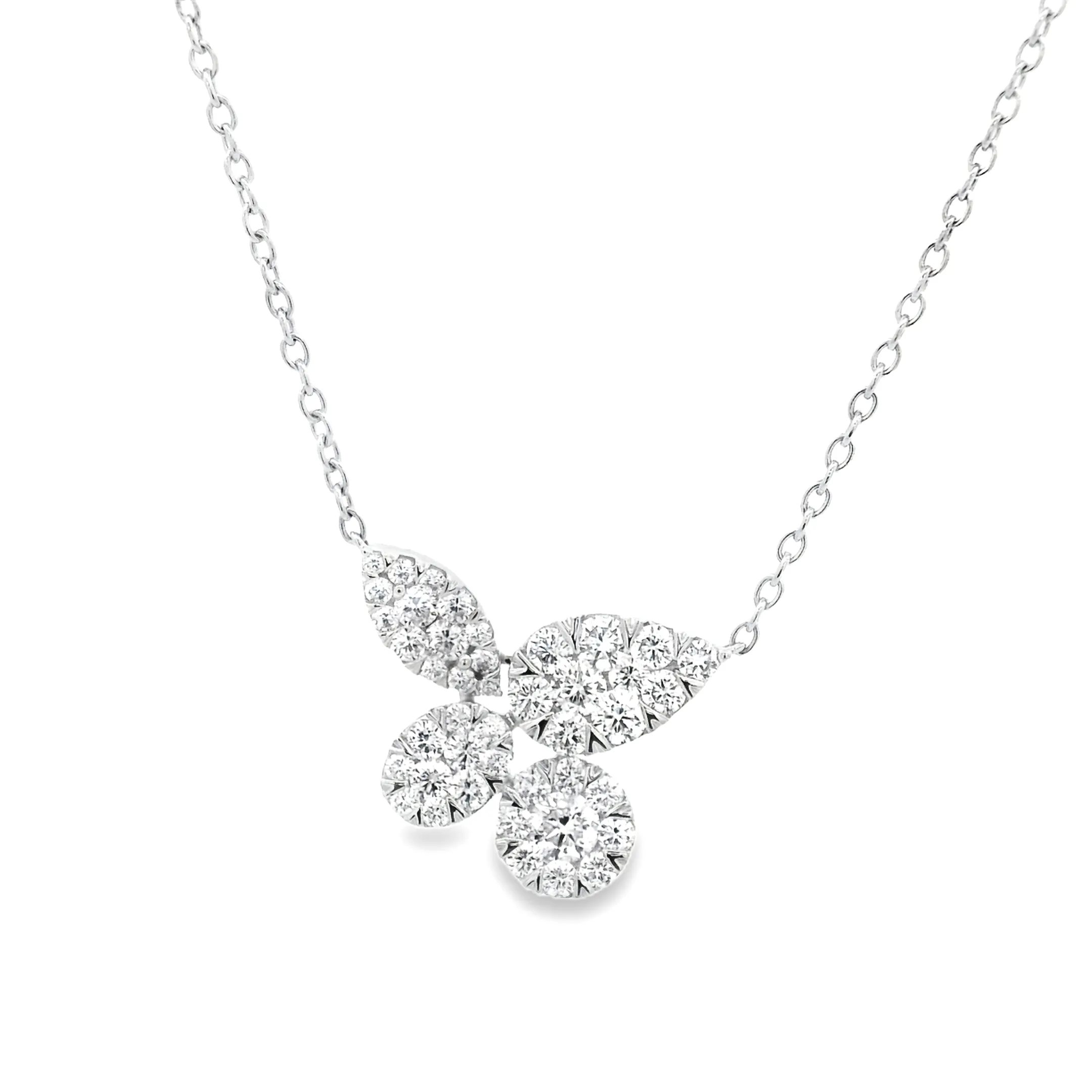 1.40ct 18k White Gold Diamond Leaf Necklace