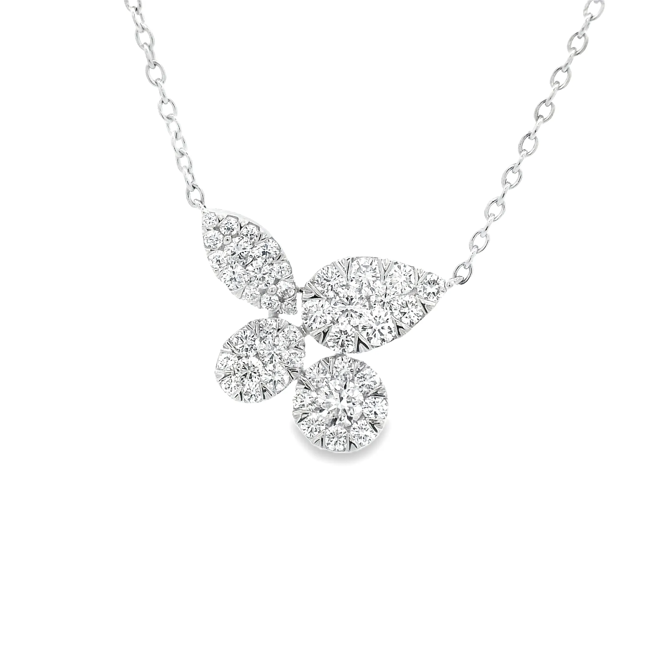 1.40ct 18k White Gold Diamond Leaf Necklace
