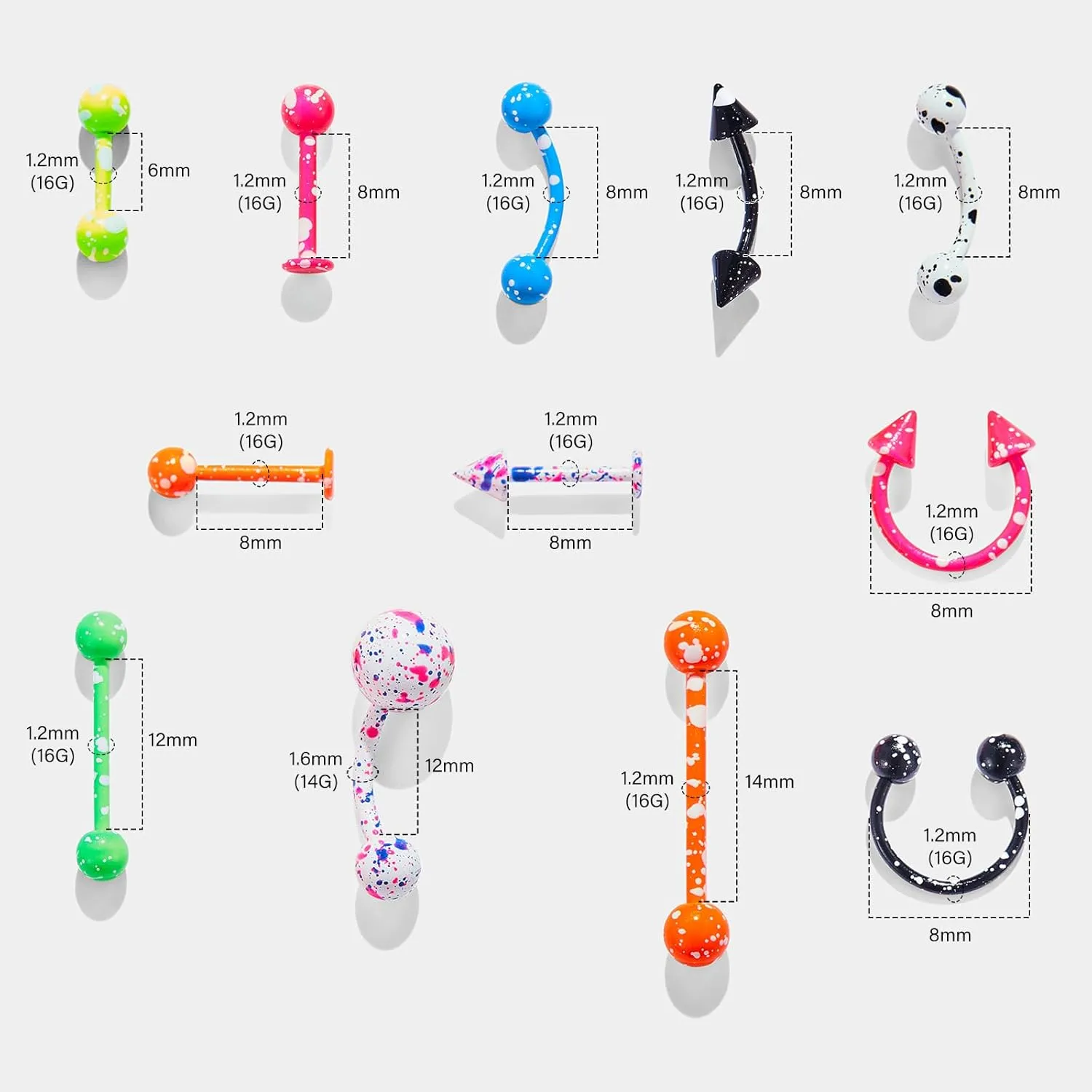 14G Colorful Surgical Steel Belly Button Rings for Women