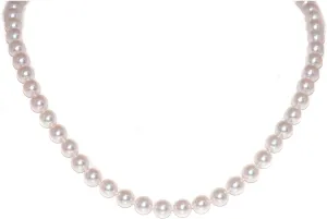 14K Gold 8.5-9.0mm Hanadama Round Genuine White Japanese Akoya Saltwater Cultured Pearl Necklace in 20" Matinee Length for Women