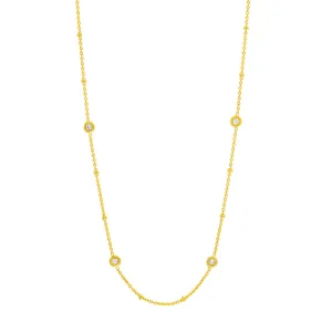 14k Gold Bezel Set Diamond Station Necklace
