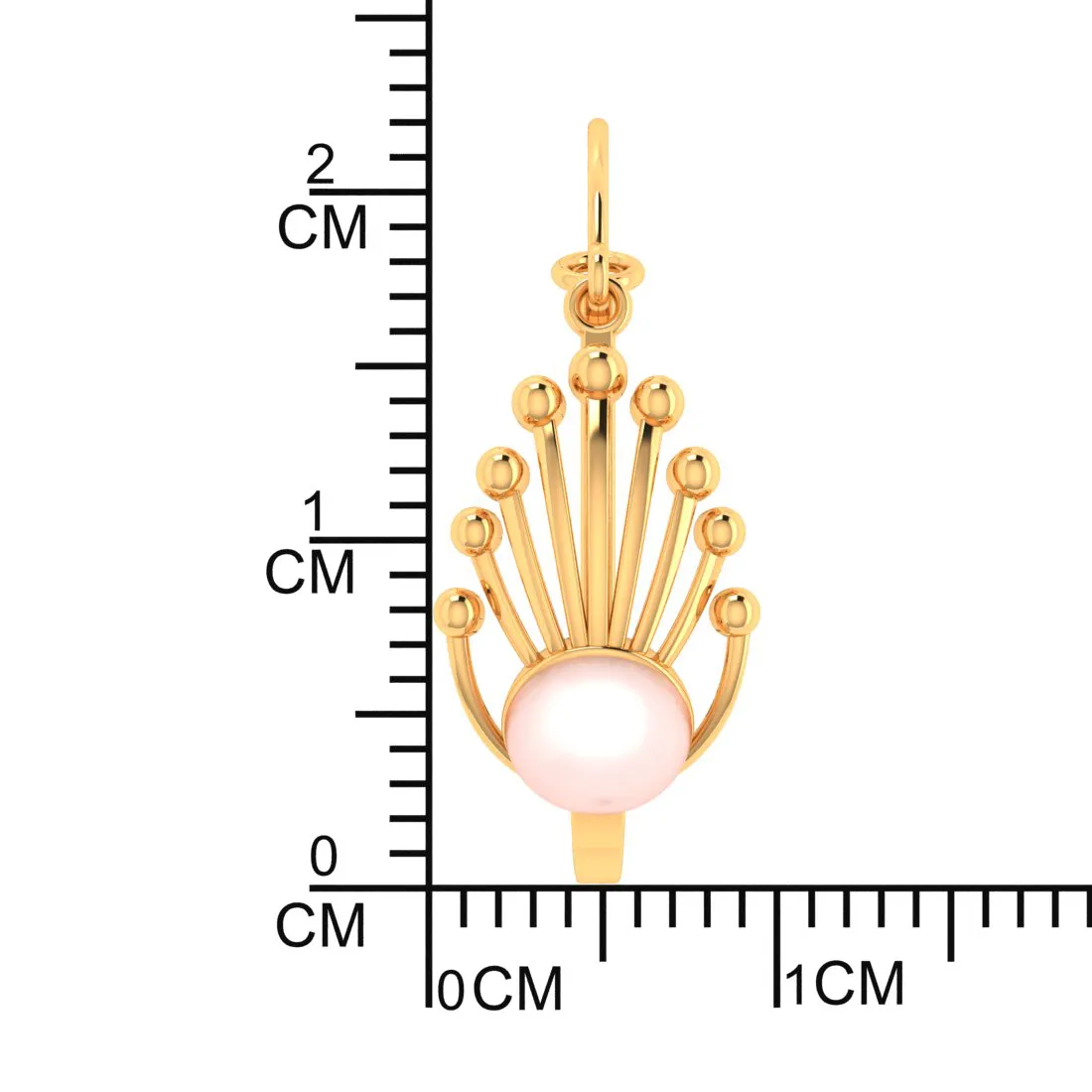 14k Gold Earrings With Very Distinct Design And A Spherical Bead In Between