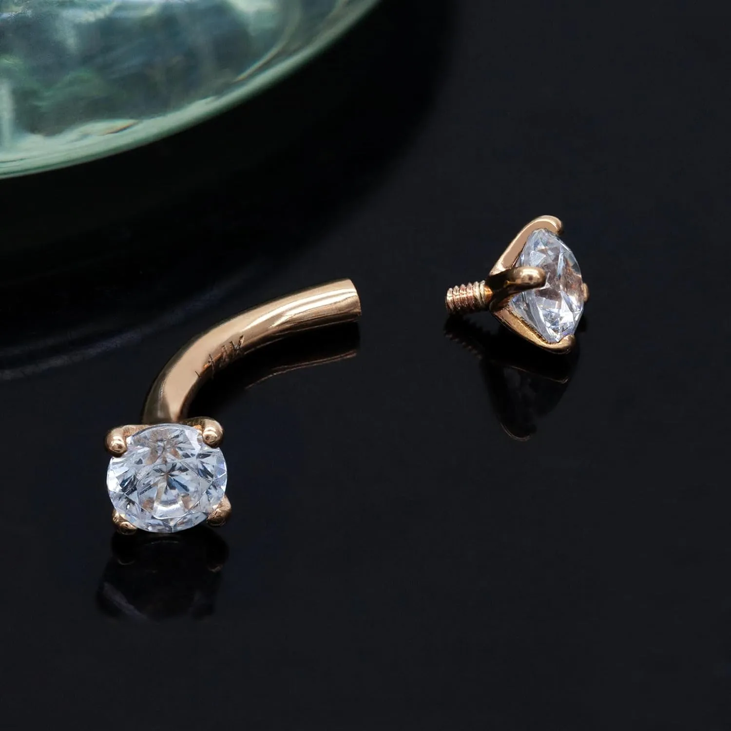 14k Gold Eyebrow Rings, 16G Barbell, Rook Piercing Jewelry, 8mm Daith, Labret Piercings Body Jewelry