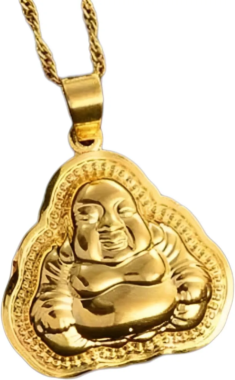 14K Gold Filled Buddha Necklace For Women And Men, Buddhist Guanyin Pendant Necklace, Religious Ornament Maitreya Buddha Amulet Buddhist Necklace