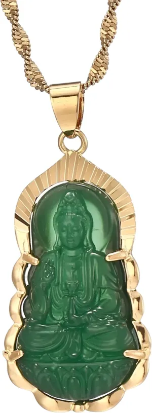 14K Gold Filled Buddha Necklace For Women And Men - Classic Exquisite Maitreya Buddha Pendant Necklace, Jade Guanyin Pendant Necklace, Buddhist Necklace, Buddhism Necklaces