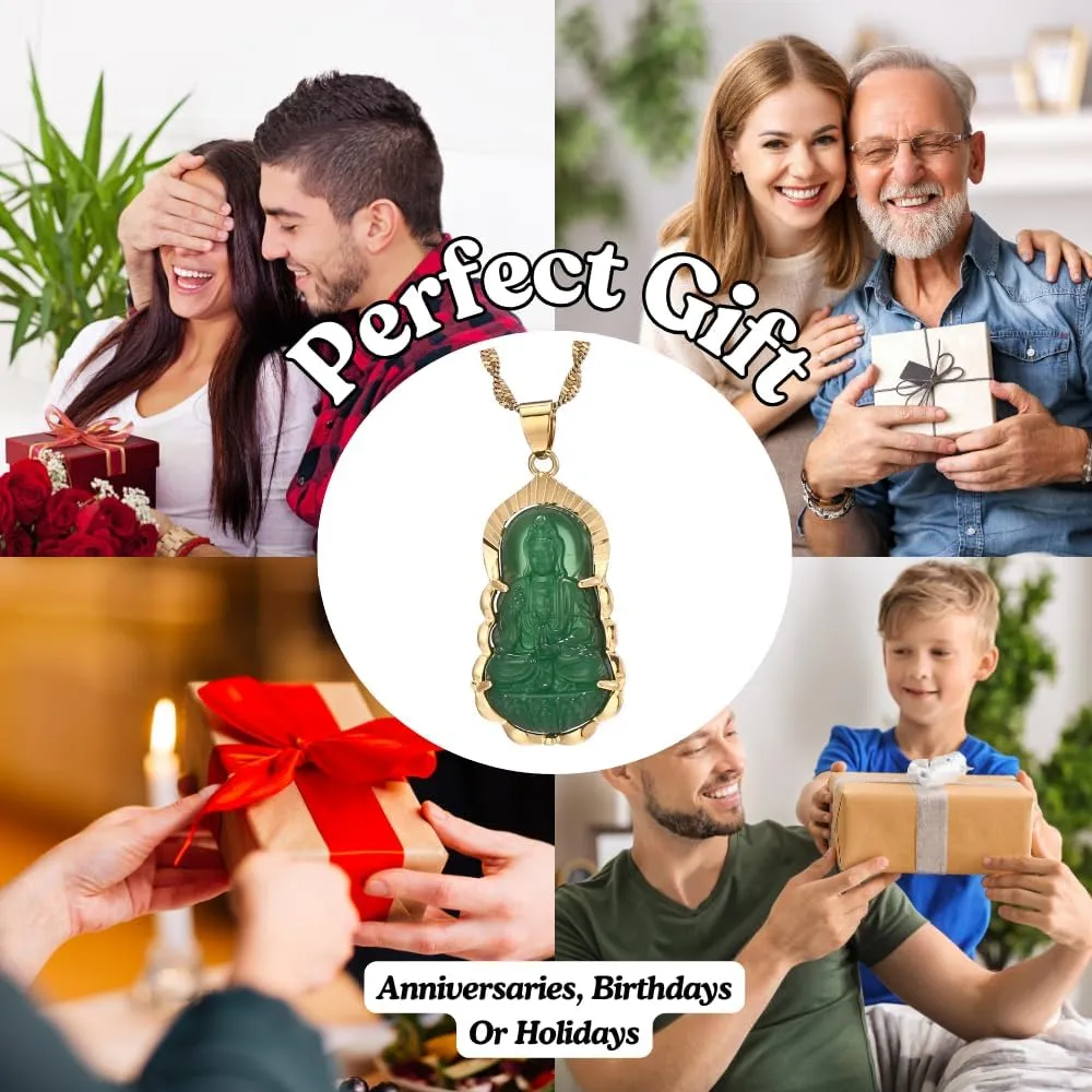 14K Gold Filled Buddha Necklace For Women And Men - Classic Exquisite Maitreya Buddha Pendant Necklace, Jade Guanyin Pendant Necklace, Buddhist Necklace, Buddhism Necklaces