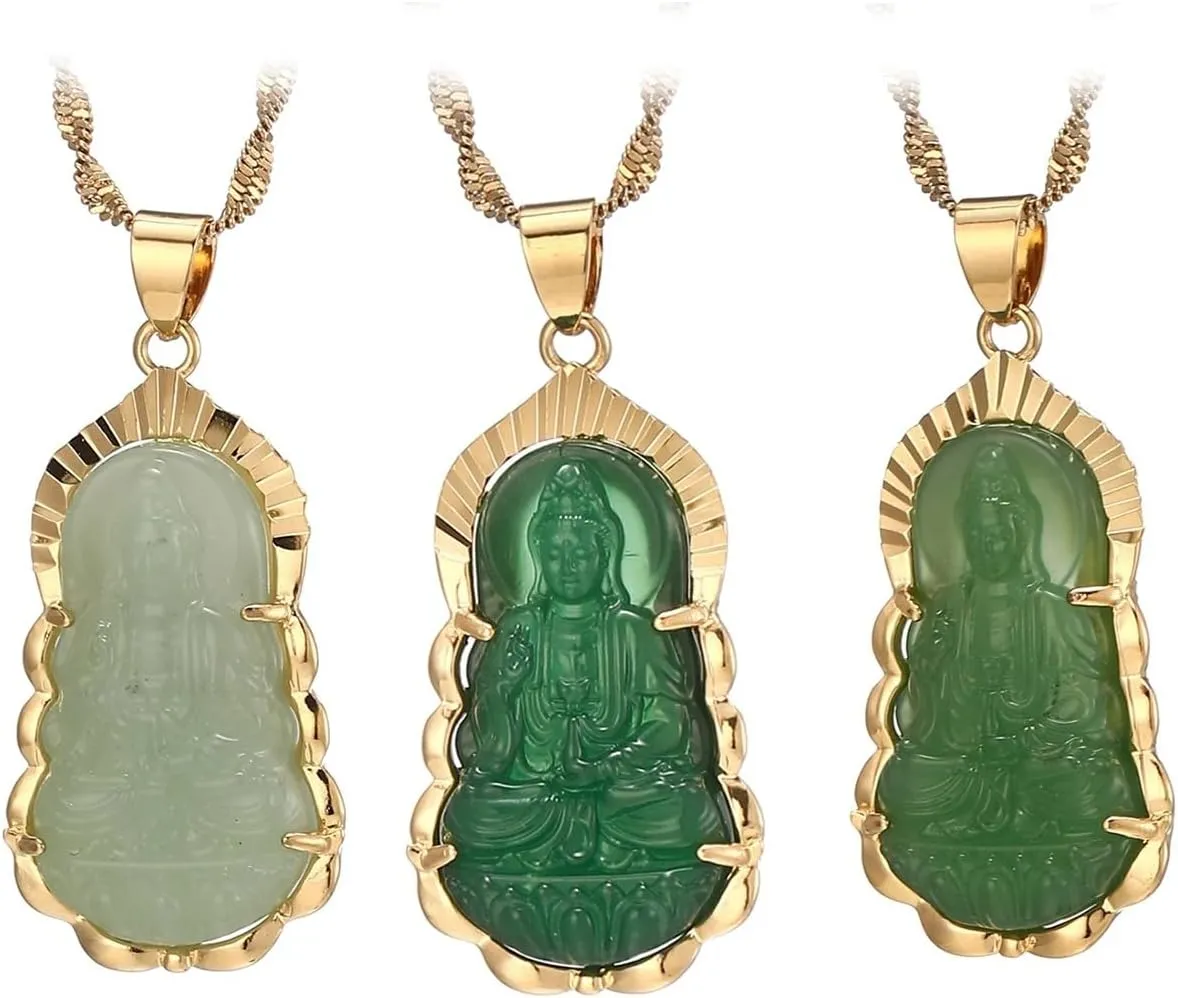 14K Gold Filled Buddha Necklace For Women And Men - Classic Exquisite Maitreya Buddha Pendant Necklace, Jade Guanyin Pendant Necklace, Buddhist Necklace, Buddhism Necklaces