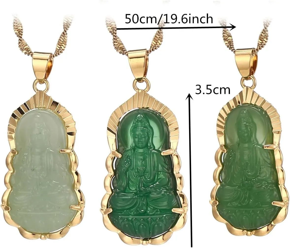 14K Gold Filled Buddha Necklace For Women And Men - Classic Exquisite Maitreya Buddha Pendant Necklace, Jade Guanyin Pendant Necklace, Buddhist Necklace, Buddhism Necklaces