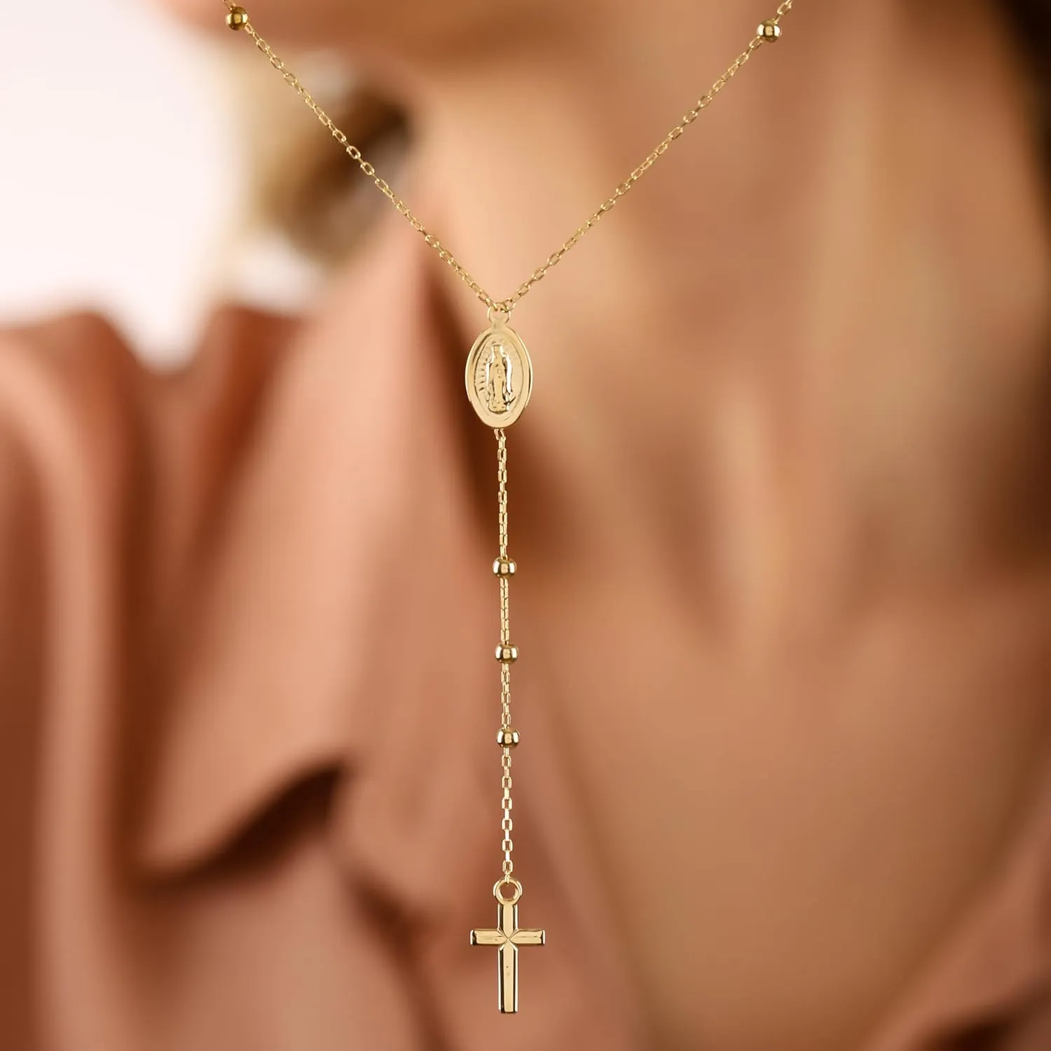 14K Gold Layered Cross Necklaces for Women,Tiny Small Sideways Cross Necklace Minimalist Christian Jewelry Gifts for Women Girls,2Pcs