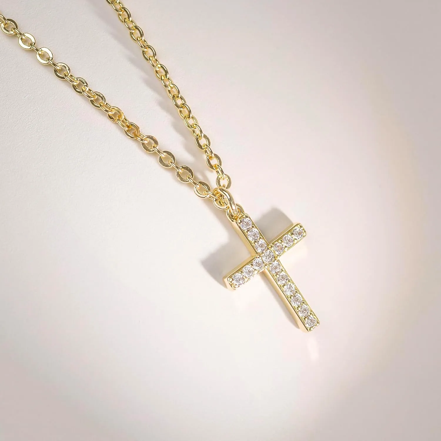 14k Gold Plated Cross Pendant Necklaces for Women Dainty Simple Love Heart Necklaces Trendy Gold Faith Cross Silver Adjustable Religious Necklace Jewelry Gifts for Her