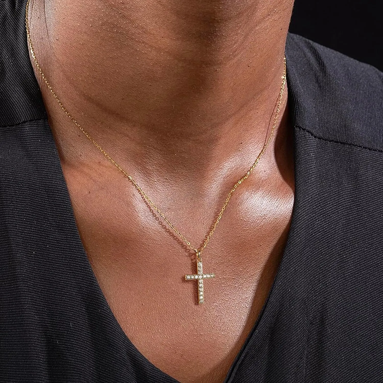 14k Gold Plated Cross Pendant Necklaces for Women Dainty Simple Love Heart Necklaces Trendy Gold Faith Cross Silver Adjustable Religious Necklace Jewelry Gifts for Her