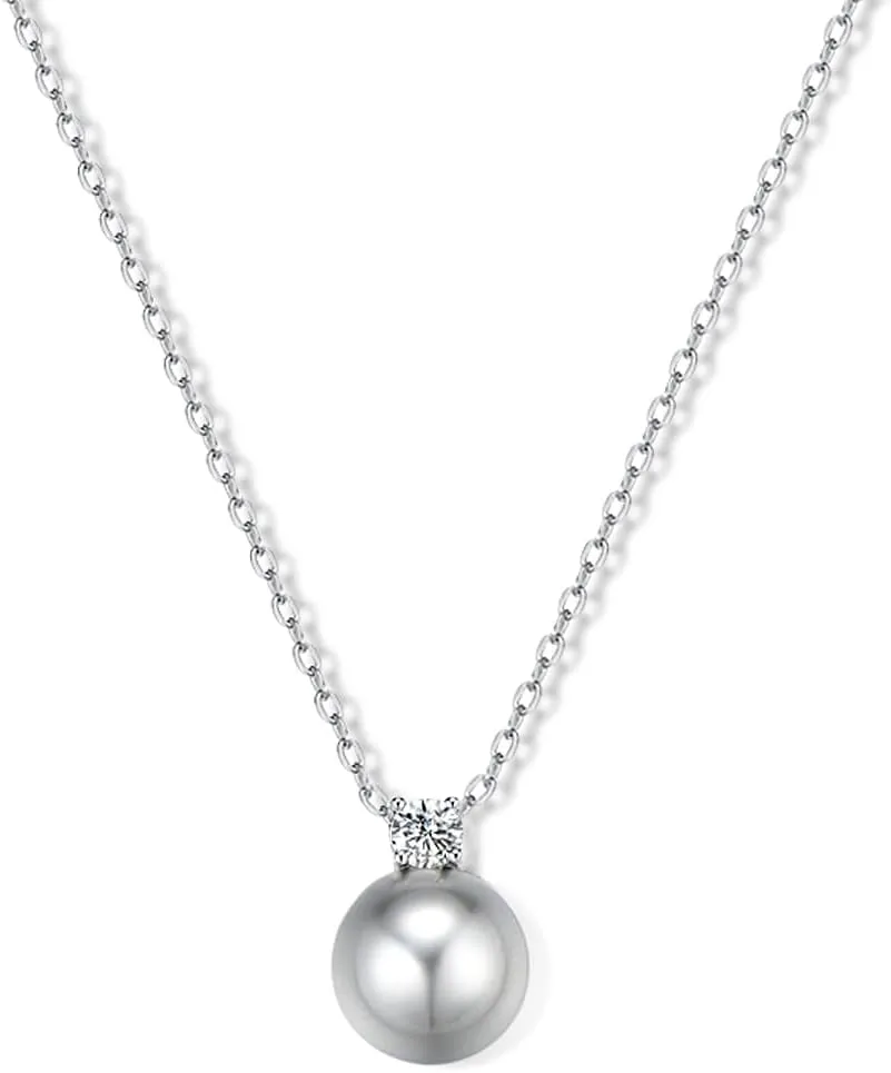 14K Gold Plated Crystal Pendant Necklace Cubic Zirconia Pendant Necklaces for Women Elegant Pearl Pendant Choker Necklaces
