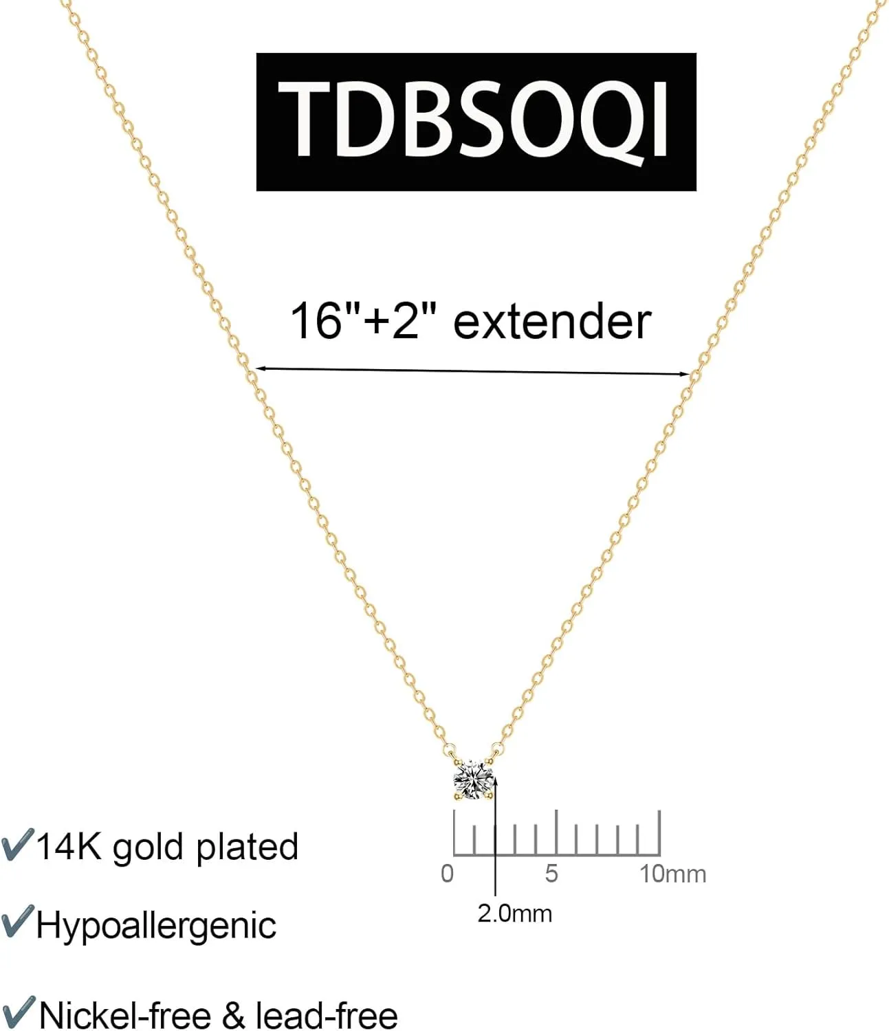 14k Gold Plated Cubic Zirconia Diamond Pendant Necklace Dainty Simple Gold Choker Necklaces for Women