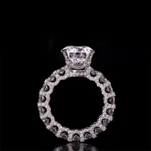 14K luxury White Gold 4ct 10mm Round Cut FG Color Moissanite with Accent Moissanite Eternity Wedding Band for Women.