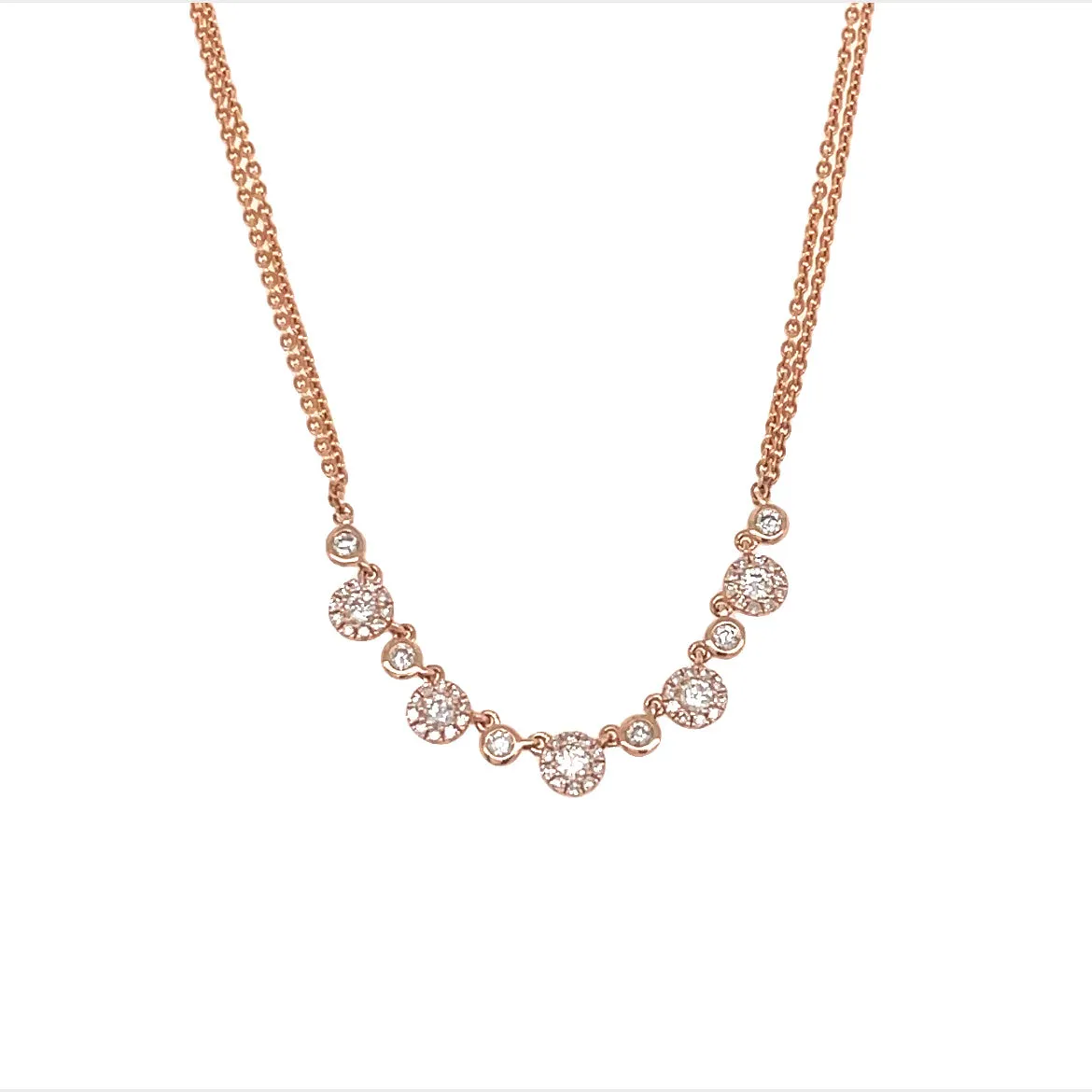 14k Rose Gold Diamond Cluster Necklace