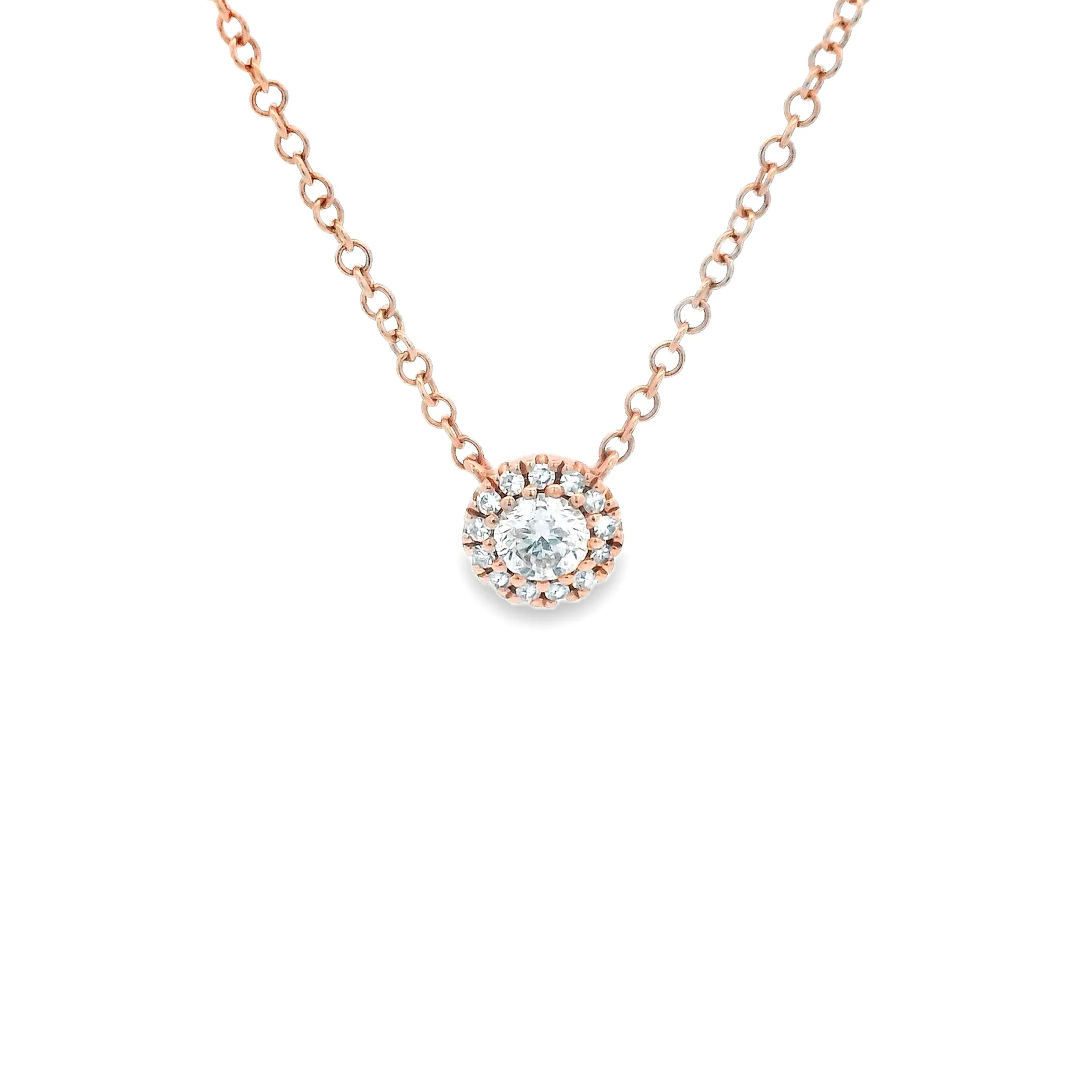 14k Rose Gold Diamond Cluster Pendant