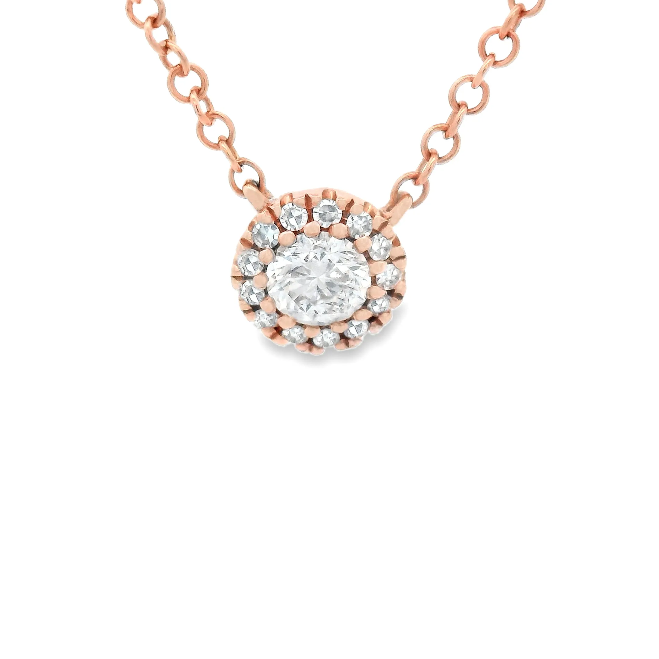 14k Rose Gold Diamond Cluster Pendant
