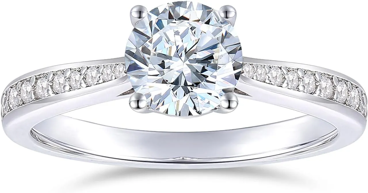 14K Solid Gold 1 Carat Moissanite Rings for Women D Color Moissanite Engagement Ring Engagement Rings for Women