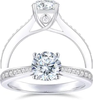 14K Solid Gold 1 Carat Moissanite Rings for Women D Color Moissanite Engagement Ring Engagement Rings for Women