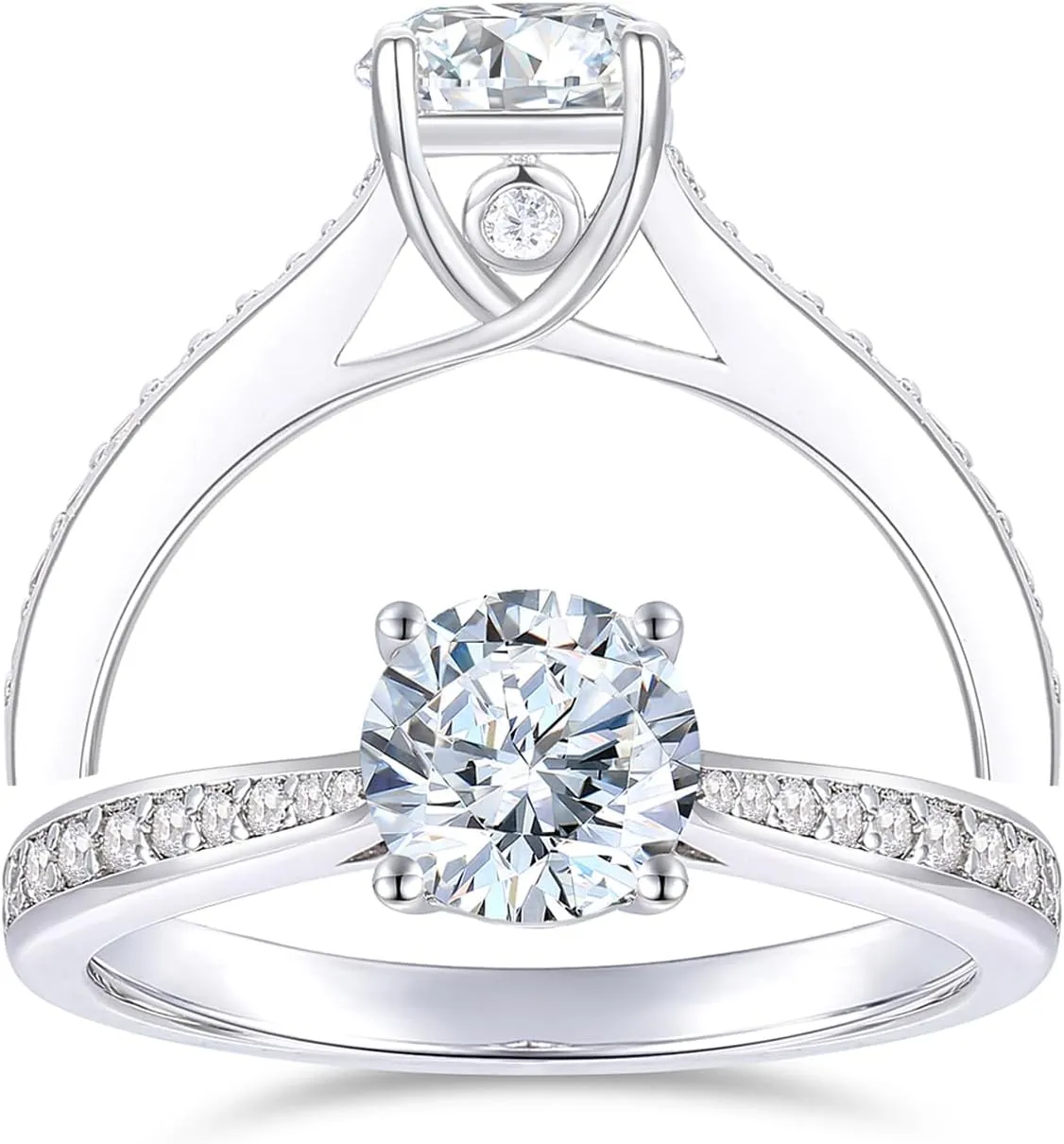 14K Solid Gold 1 Carat Moissanite Rings for Women D Color Moissanite Engagement Ring Engagement Rings for Women
