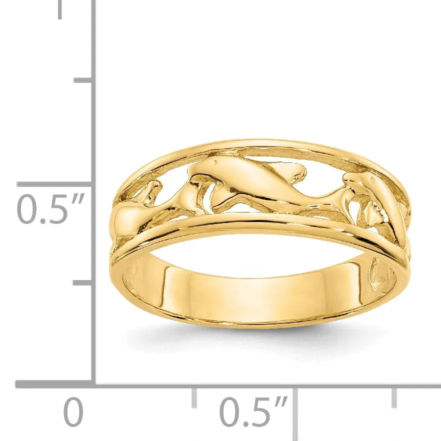 14k Triple Dolphin Band Ring