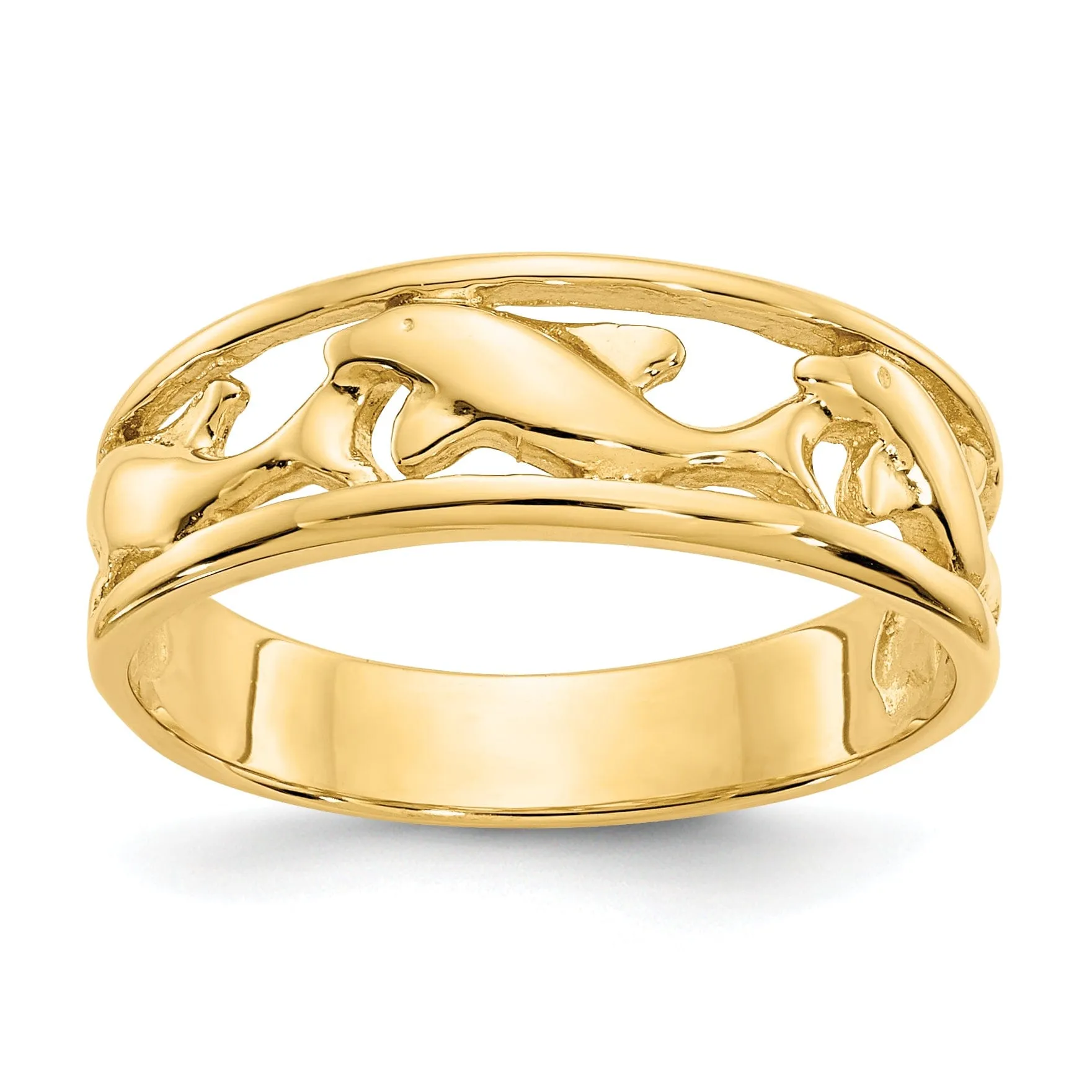 14k Triple Dolphin Band Ring