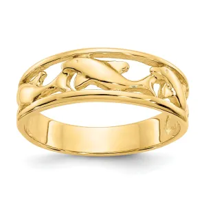 14k Triple Dolphin Band Ring