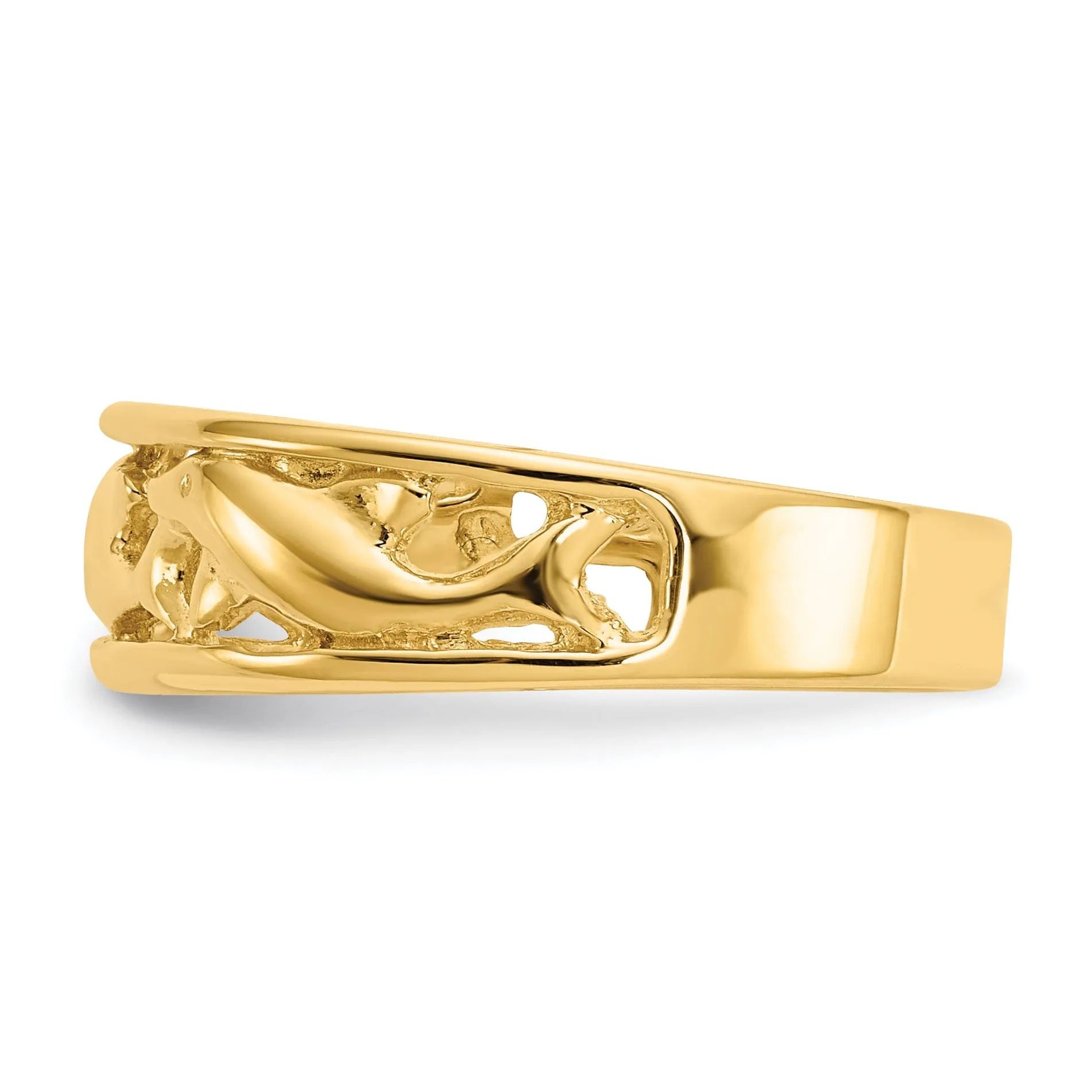 14k Triple Dolphin Band Ring