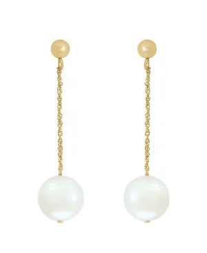 14K White Gold 9-9.5mm Freshwater Pearl Drop Earrings