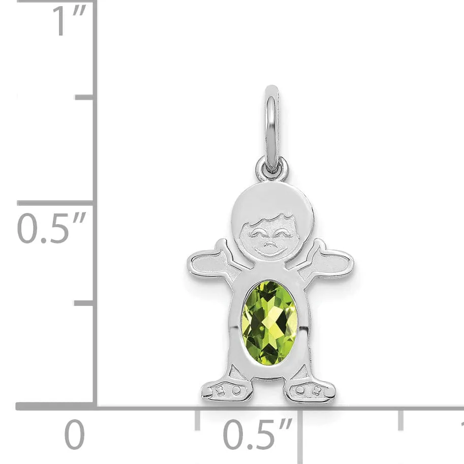 14k White Gold Boy Oval Genuine Peridot