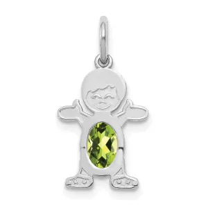 14k White Gold Boy Oval Genuine Peridot