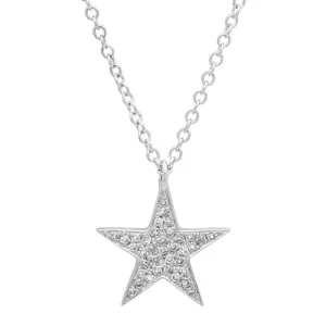 14k White Gold Diamond Star Necklace